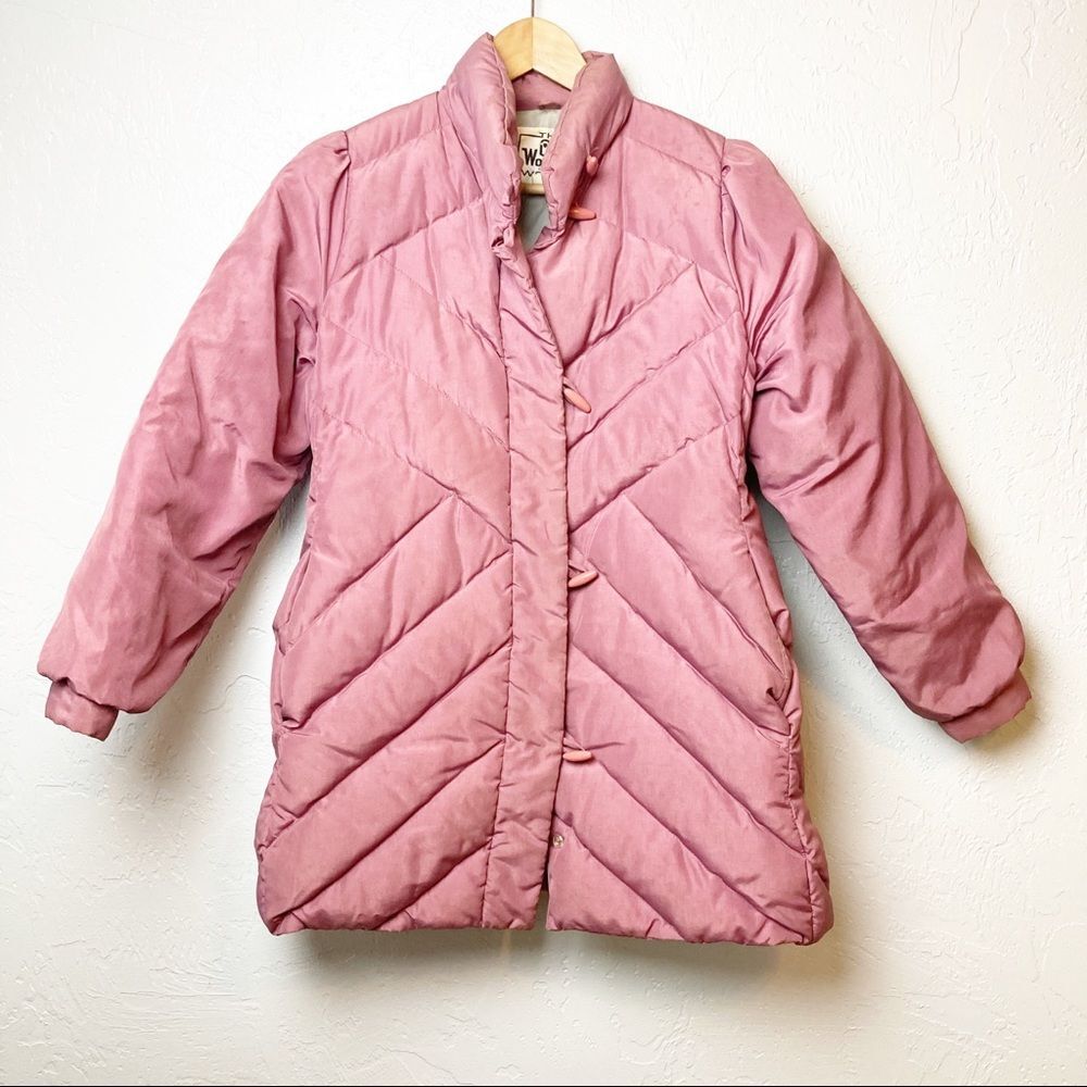 Vintage Woolrich woman puffer jacket pink medium